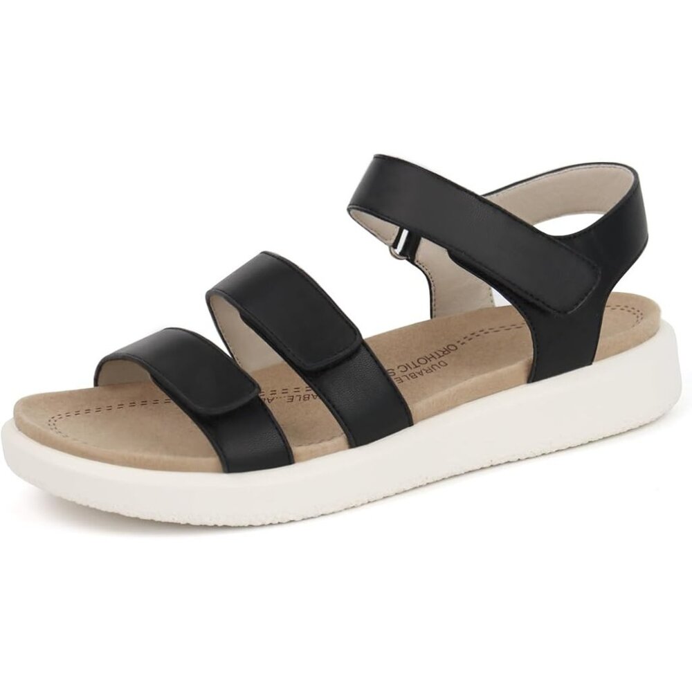 Ortorex Size 9 Sandals Arch Support Black Adjustable Comfort Straps Womens